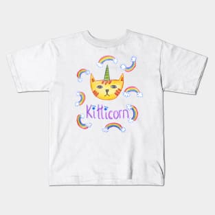 Rainbow unicorn cat color Kids T-Shirt